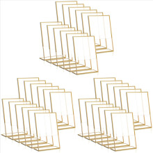 12 suporturi pentru semne acrilice cu ramă aurie, vertical 4x6 inci