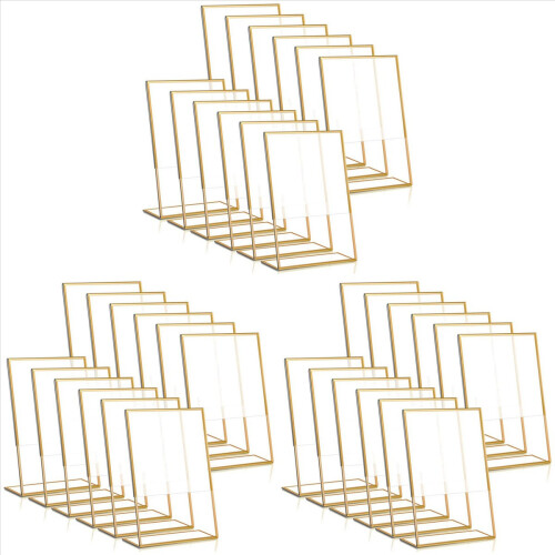Suporte de placa de acrílico com moldura dourada de 12 peças, 4 x 6 polegadas vertical
