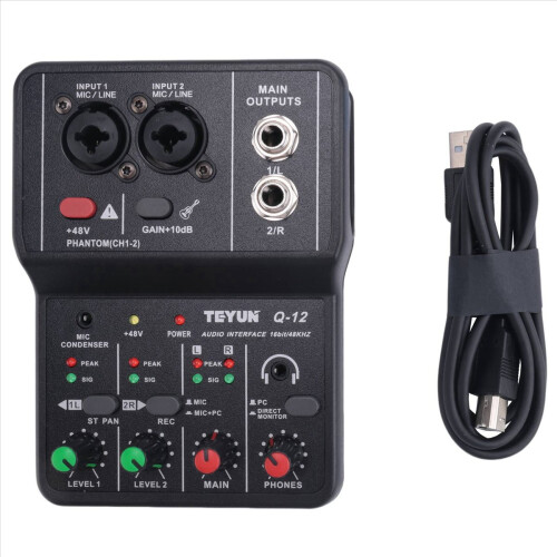 Placă de sunet stereo pentru computer cu 4 canale, 48V, interfață Q-12 1