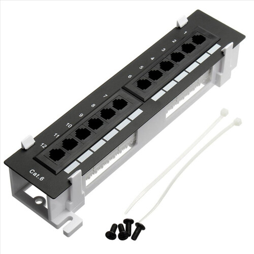 Network Tool Kit 12 Port CAT6 Patch Panel RJ45 with Wall Bracket 1