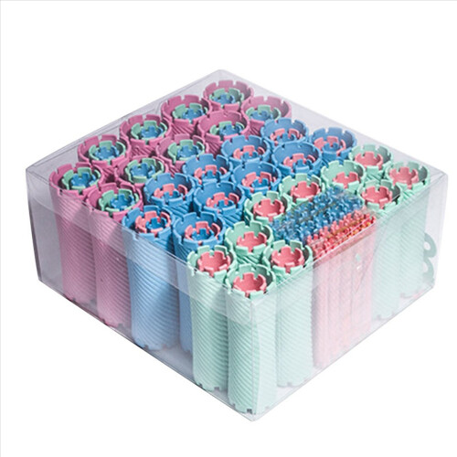 100 stk/sett 10 størrelser plastkrøller ruller bølgete hårkrøller styling 1
