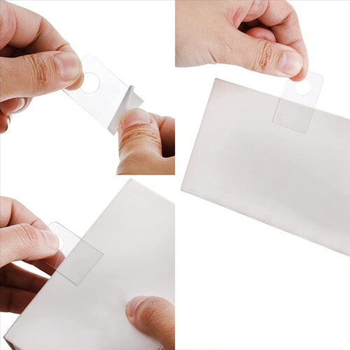 1000 pezzi di linguette autoadesive per appendere, ganci per etichette con foro rotondo da 1x1-1/2 pollici 2