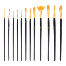12Stk Ölmalpinsel Set Schwarz Nylon Für Aquarell Acryl Und Ölgemälde