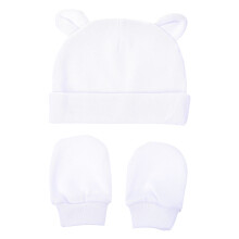 1Set Weißes Baby Schutzset Aus Baumwolle Mit Handschutz Und Mütze