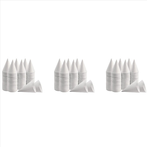White Paper Cone Cups, Snow Cone Cups,Leakproof Paper Cups 600Pcs