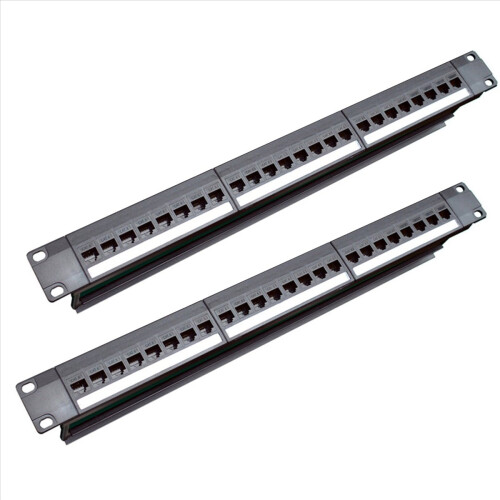 Porta de contato RJ45 CAT6 de 19 polegadas 1U Pass-Through com 24 portas (porta de contato RJ45)