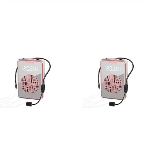 2x draagbare stemversterker voor leraren met microfoonheadset