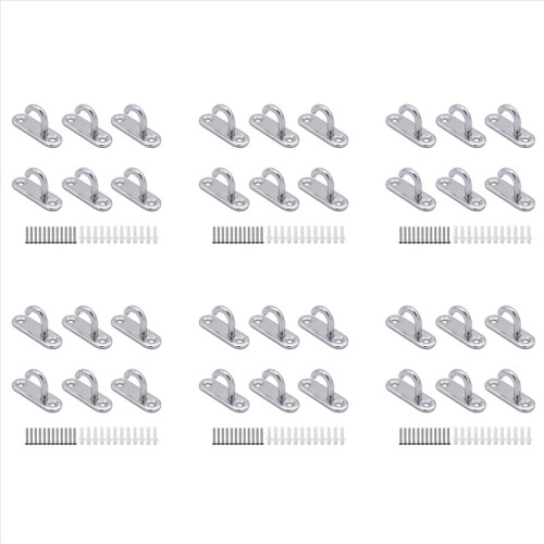 6 Pack Stainless Steel Ceiling Hooks M5 Oval Open Hooks Wall Mount