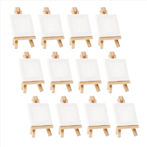 Conjunto de mini cavalete para artistas com 12 peças + mini tela de 3 polegadas x 3 polegadas para pintura 1