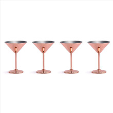Ruostumattomasta teräksestä valmistettu cocktaillasi, korkeapohjainen viinilasi, kupari