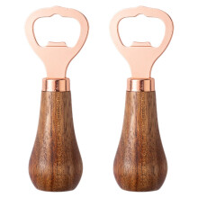 2Stk Bieröffner Holz Edelstahl Robust Für Zuhause Und Party Hellbraun
