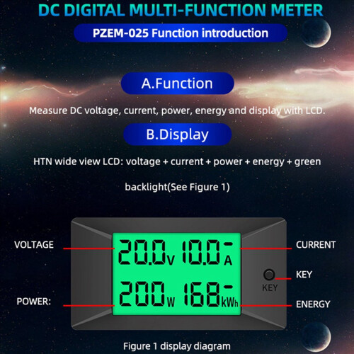 2X PZEM-025 Testador digital de bateria DC 300v 50A 1