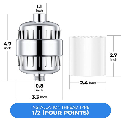 Dusjfilter 20-trinns dusjhodefilter med 2 filterpatroner
