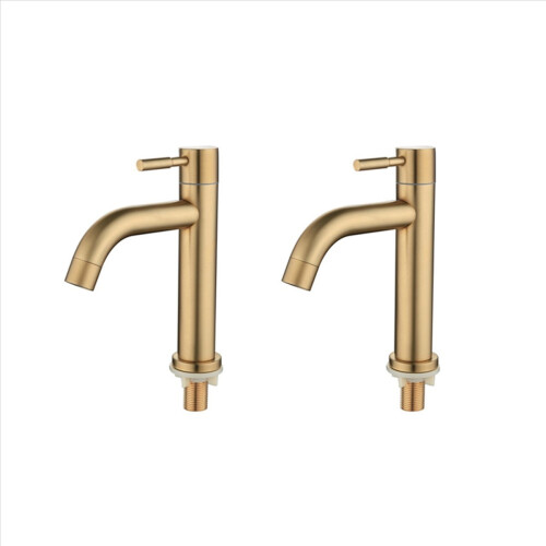 2X Brush Gold Single Cold Basin Faucet 304 Material Basin Mixer-A