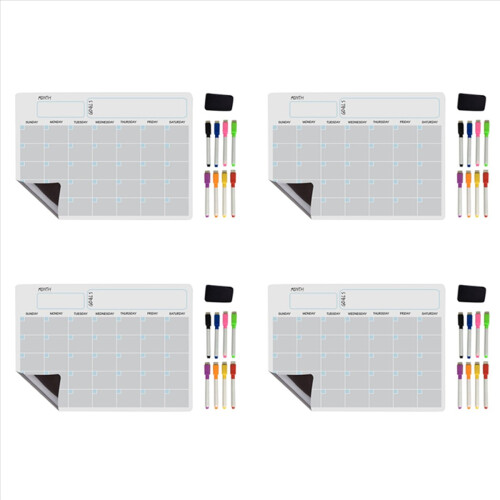 Conjunto de calendário magnético para quadro branco A3 com apagamento a seco para geladeira 17 x 12 polegadas 1