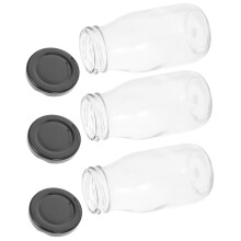 4Stk Glas Milchbehälter Mit Deckel, Stabiles Design Für Saft Und Milch