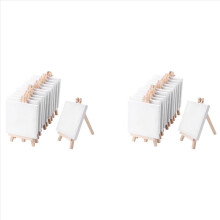 10,2 x 10,2 cm Mini-Leinwand und 8 x 16 cm Mini-Staffelei aus Holz, 12er-Set