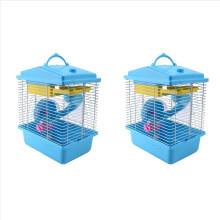 Cage pour animaux de compagnie Hamster Cottage avec puits de lumière Maison double couche Bleu