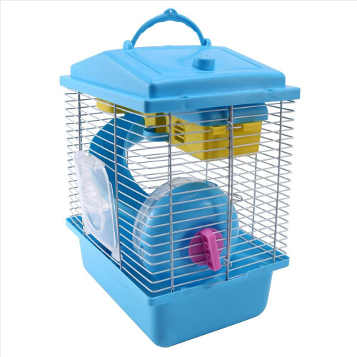 Gaiola para hamster, casa de campo com claraboia, camada dupla, azul 1