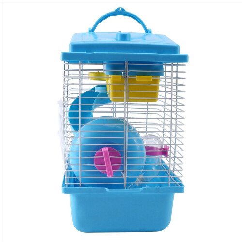 Gaiola para hamster, casa de campo com claraboia, camada dupla, azul 2