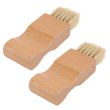 2Stk Holz Schuhpflegebürsten Khaki Mehrzweck Schuhreinigungsset