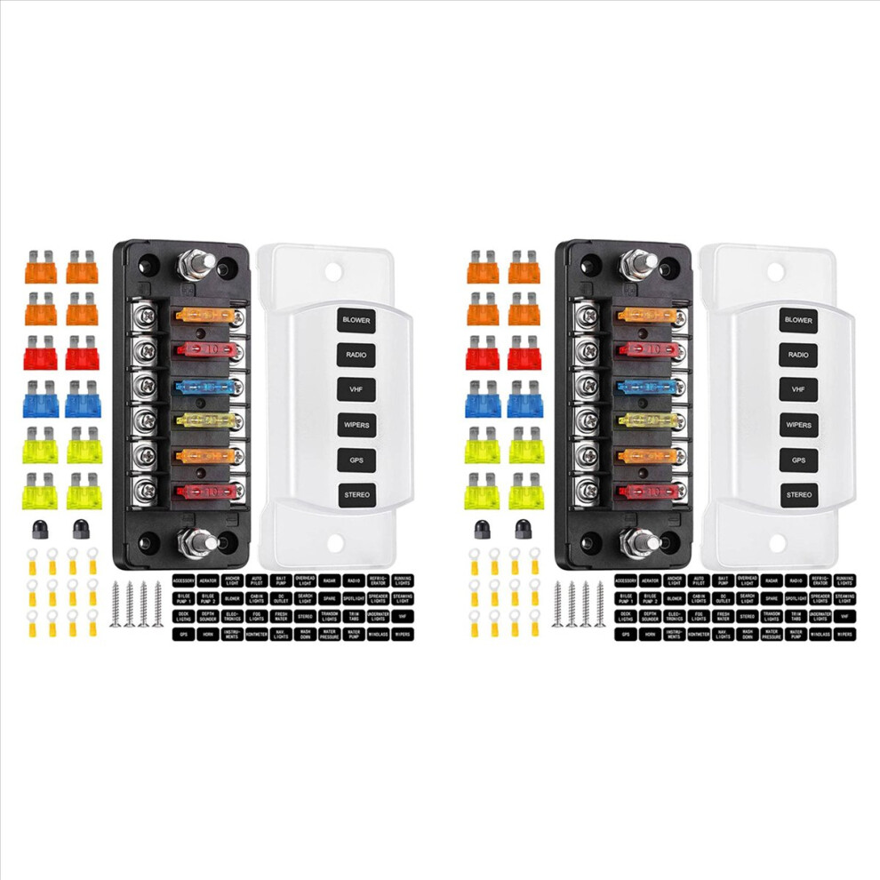 6 Way Fuse Block Blade Fuse Box With Negative Bus - Atc/Ato For Boat 4853004610999