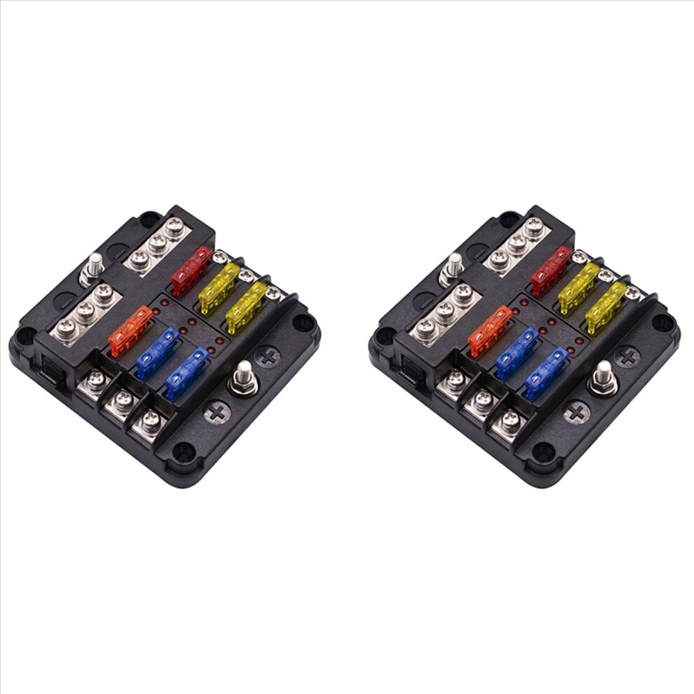 6 Way Blade Fuse Holder Block With Led Indicator For 12V Boat Car 4853004619695