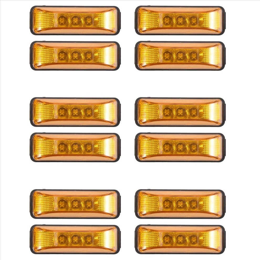 12Pcs 24V 3.9Inch 3 Led Truck Led Side Marker S Light 4851216634475