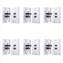 1x Prelungitor priză cu 2 porturi + USB 3.0 mamă, placă frontală de perete