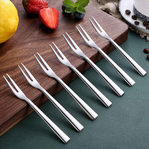10Pcs 304 Stainless Steel Cocktail Dessert Fork Cake Fruit Forks Set 1