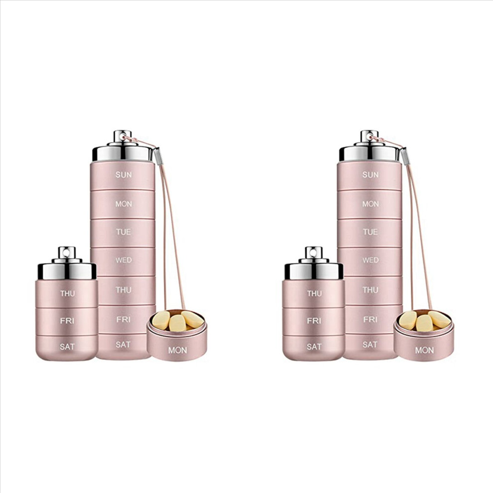 Nincs Mã¡Rka Pink Metal Pill Organizer Weekly,Stackable Waterproof Travel Pill Box,