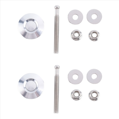 Long Push Button Quick Release Hood Pins Lock Clip Latch Bumper Kit 2