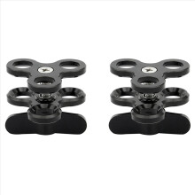 2 x 3-hulls dykkerlysarmkule sommerfuglklemme monteringsbrakett, svart