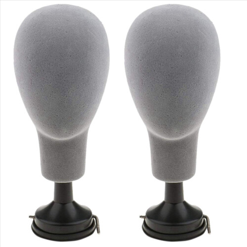 2x Foam Mannequin Hoofd Model Pruiken Display Houder Grijs