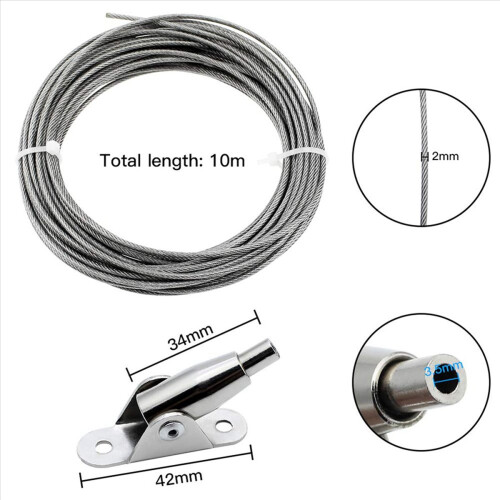 Cable de acero inoxidable recubierto de 2 mm, 3 x 10 m 1