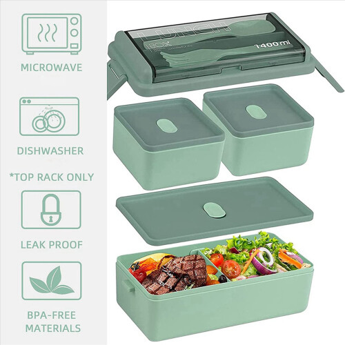 Bento Lunch Box for Adults, Kids Leak for Compartment Slim Container 2