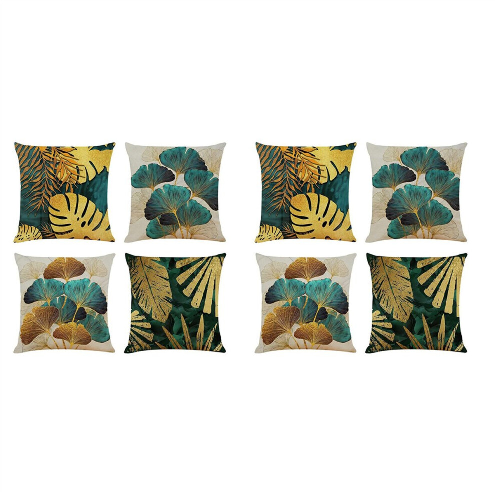 Square Throw Pillow Covers Pack of 4 Green and Gold Leaves 45cmx45cm-image-OPC-PHTPGV2-NEW