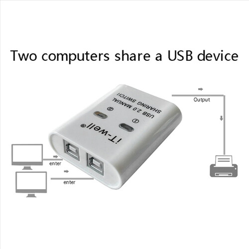 Εκτυπωτής USB 2 σε 1, Χειροκίνητος μετατροπέας KVM 2 θυρών, λευκό 1