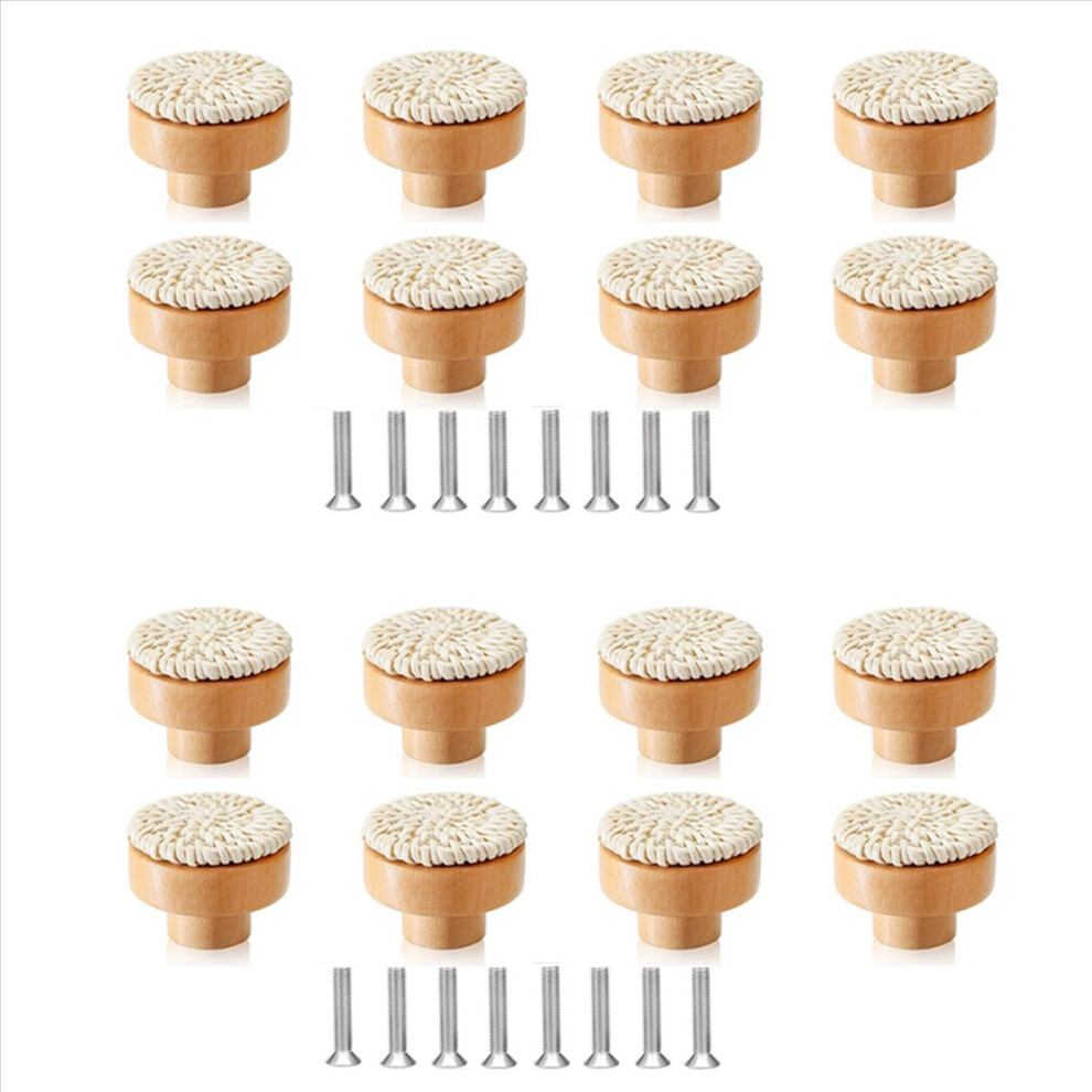8Pcs Boho Rattan Dresser Knobs Wood Drawer Knobs For Cabinet Decor 4851216655999