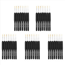 8 buc / set ace de tricotat negre cu mâner din plastic, cârlige de croșetat