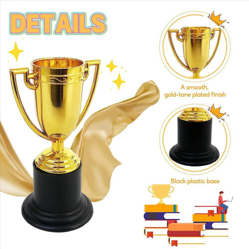 24-pakning mini-troféer for barn, plastgull-trofékopper 2