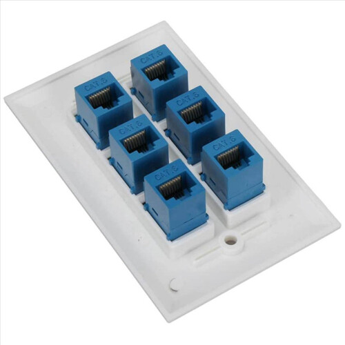Cat 6 Ethernet-vægplade 6 porte, Ethernet-vægplade hun 1
