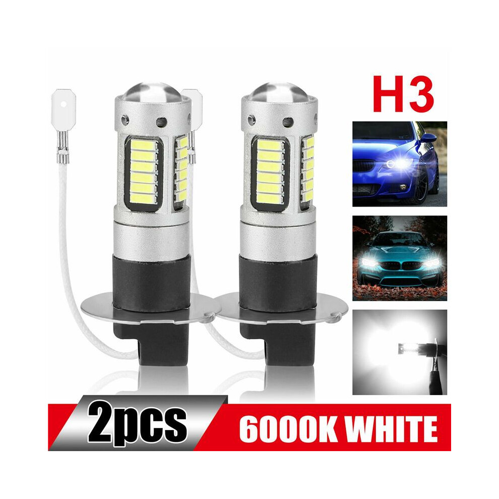 2Pcs H3 Super Bright Led Fog Driving Drl Bulbs 6000K Light/White 4851216688775