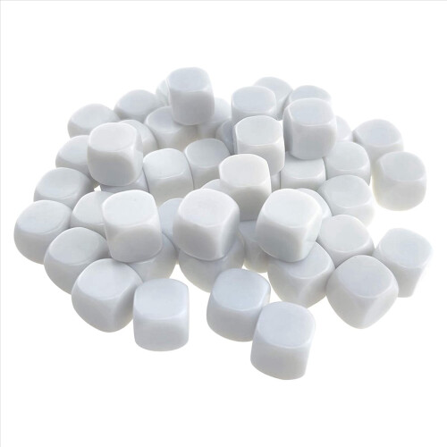100 Pack 16MM Blank White Dice Set Acrylic D6 for Game,Party,Fun,DIY 2