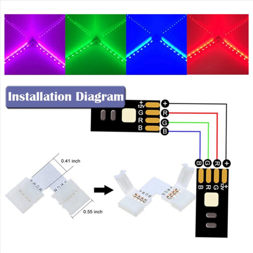 Καλώδιο επέκτασης ταινίας LED RGB 4 ακίδων 5M, κιτ συνδέσμων ταινιών LED 2