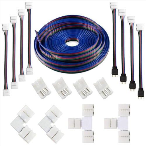 Καλώδιο επέκτασης ταινίας LED RGB 4 ακίδων 5M, κιτ συνδέσμων ταινιών LED 1