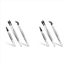 3 stuks pincetten met rubberen punt, 15 cm rechte, platte pincetten