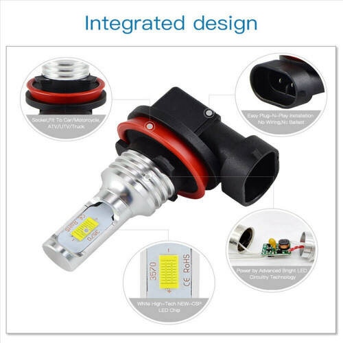 4x superheldere H8 H9 H11 LED koplamplampenset grootlicht/dimlicht 1
