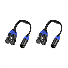 1 hann til 2 hunn XLR Y-splitter mikrofonkabel, balanserte kabler, 1 stk.