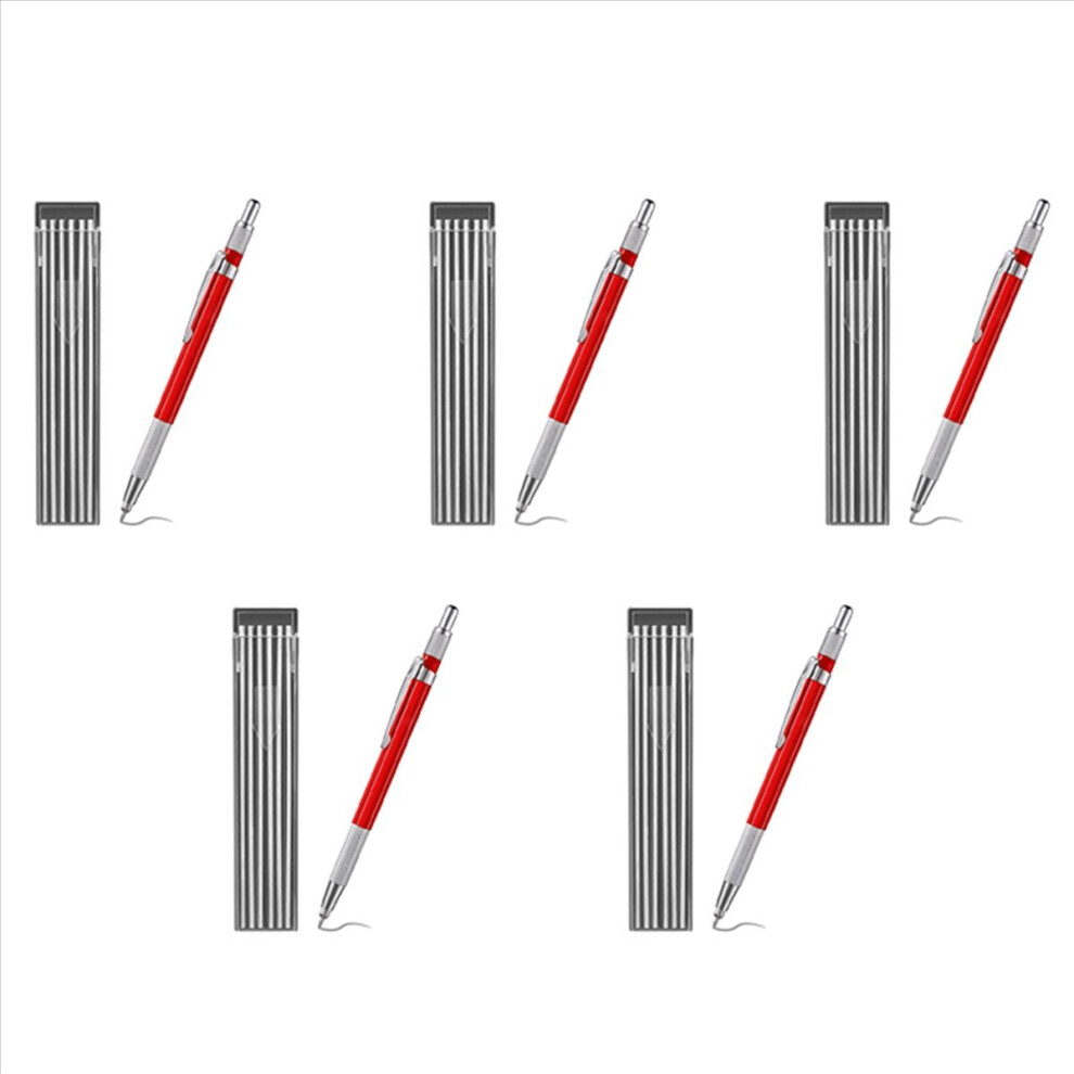 Welders Pencil With 12Pcs Refills, Fabrication, Red 4851216601118